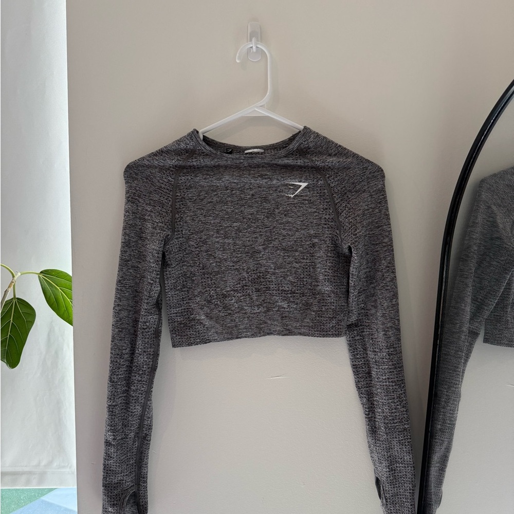Gymshark Heather Gray Long Sleeve Crop Top